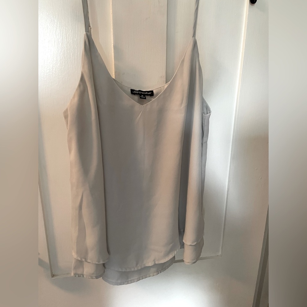 Spaghetti strap | gray/powder blue | flouncy top